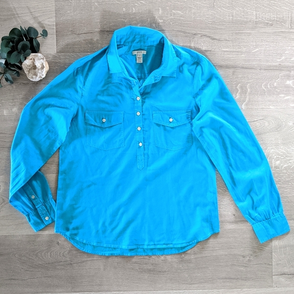 J. Crew Ink Dip Popover Button Down - Picture 1 of 5